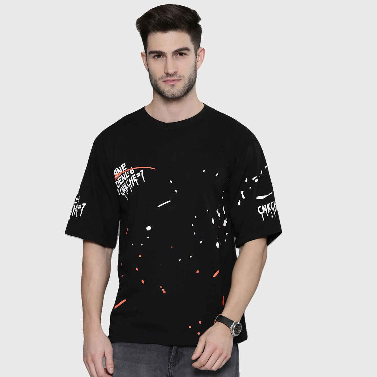 Smartees Men's Printed T-shirt | Style No 11 | Black - M