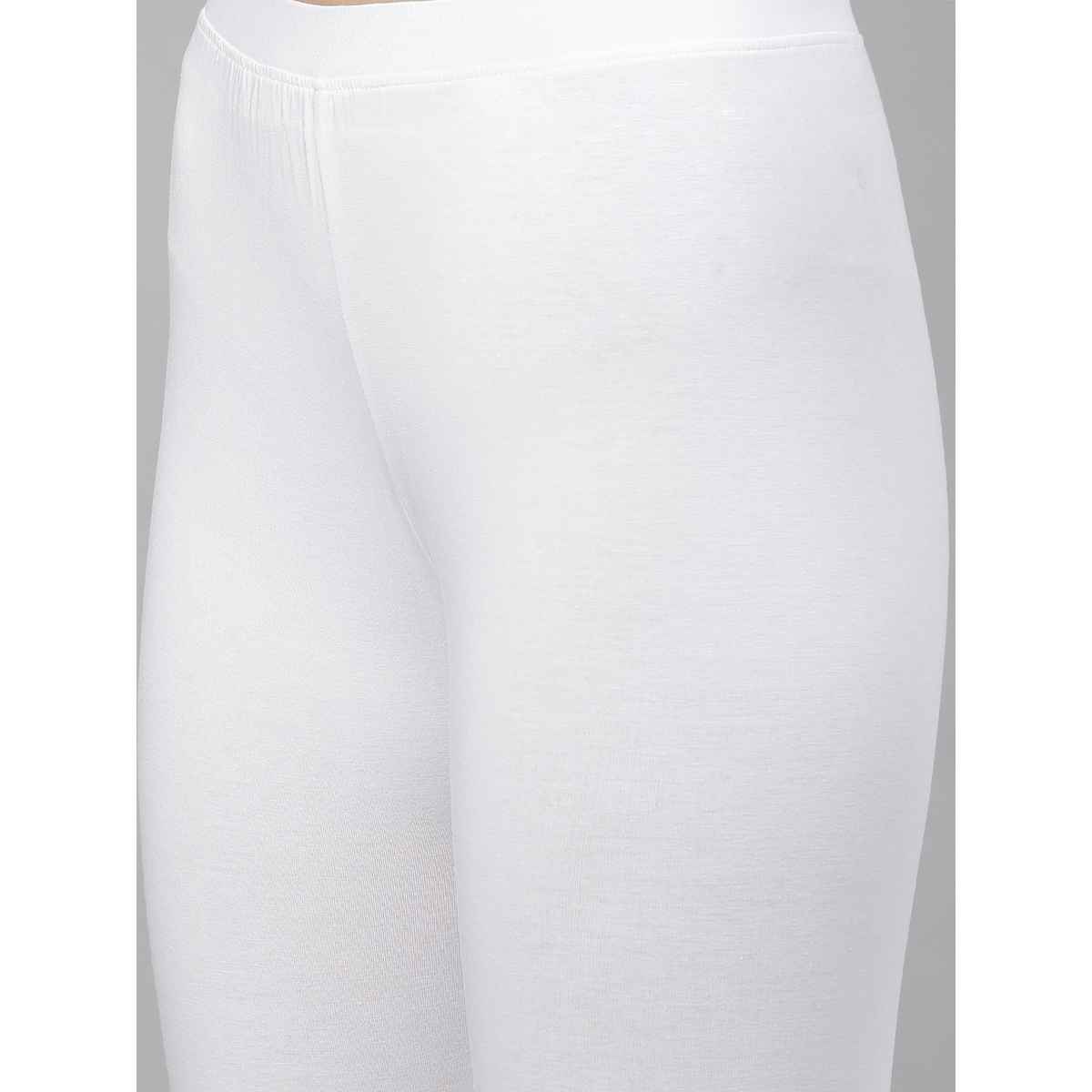 Kryptic Women's Cotton Stretch Solid Ankle Length Legging | White - XL