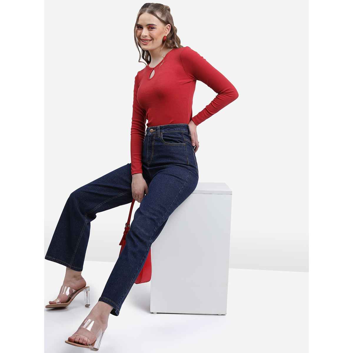 Ketch Women Flared High Rise Stretchable Jeans | Blue | 34