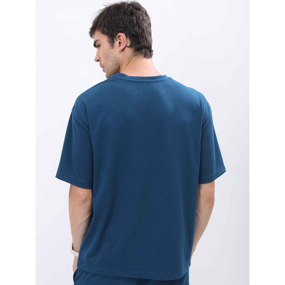 Highlander Men's Popcorn Structured Oversized T-shirt | Blue | M