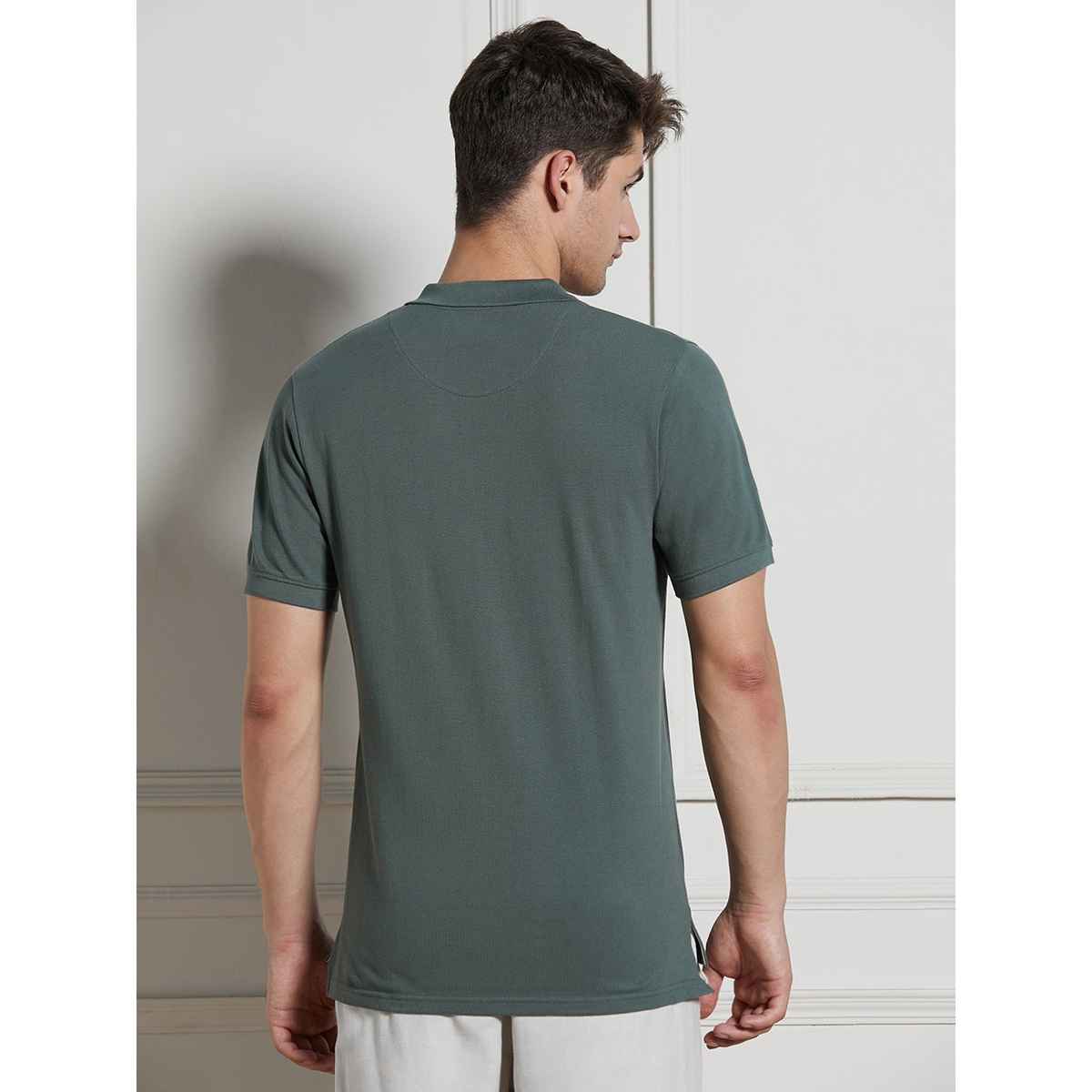 Dennis Lingo Men's Polo Collar Short Sleeves Cotton T-shirt | DLMTSS24012 SG-XL | Sage green | XL