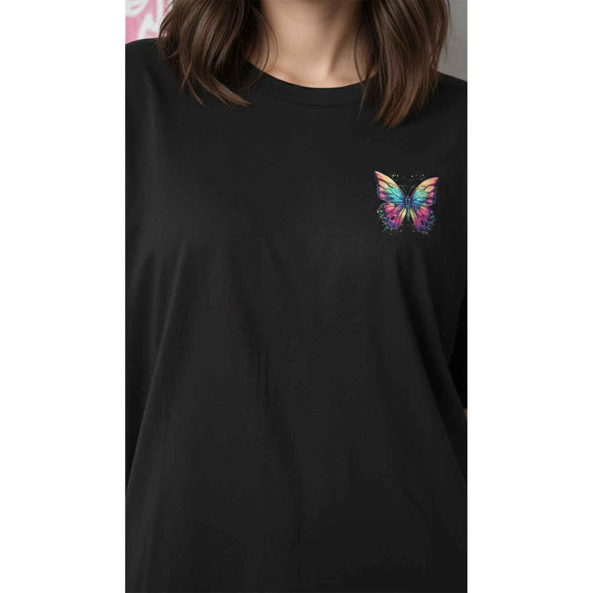 Smartees Women's Oversize Printed Tshirt | Black - M