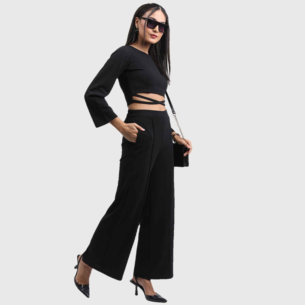 Ketch Women's Top with Palazzo | Black - M