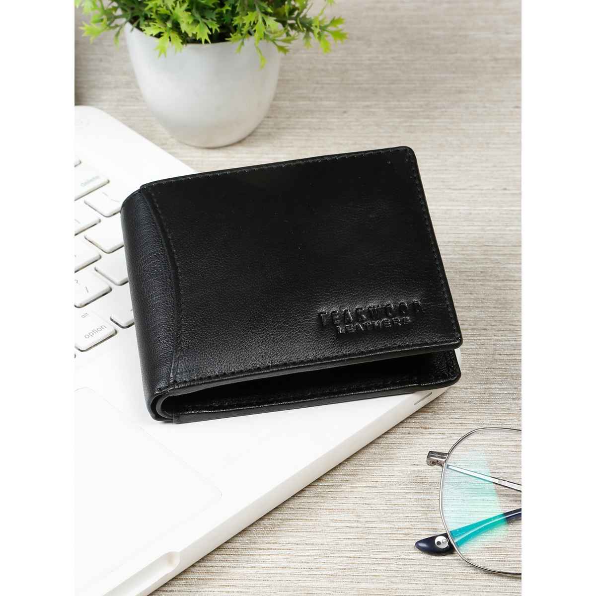 Teakwood Men's Solid Genuine Leather Wallet | Black - One Size