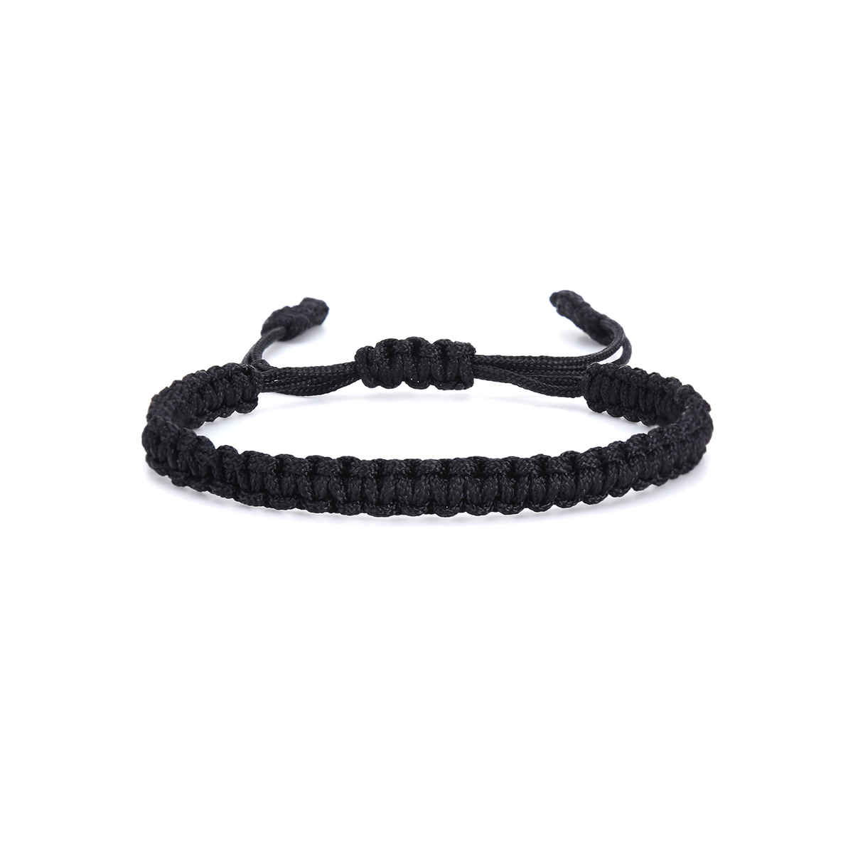 Yellow Chimes Black Nylon Adjustable Cord Bracelet for Men