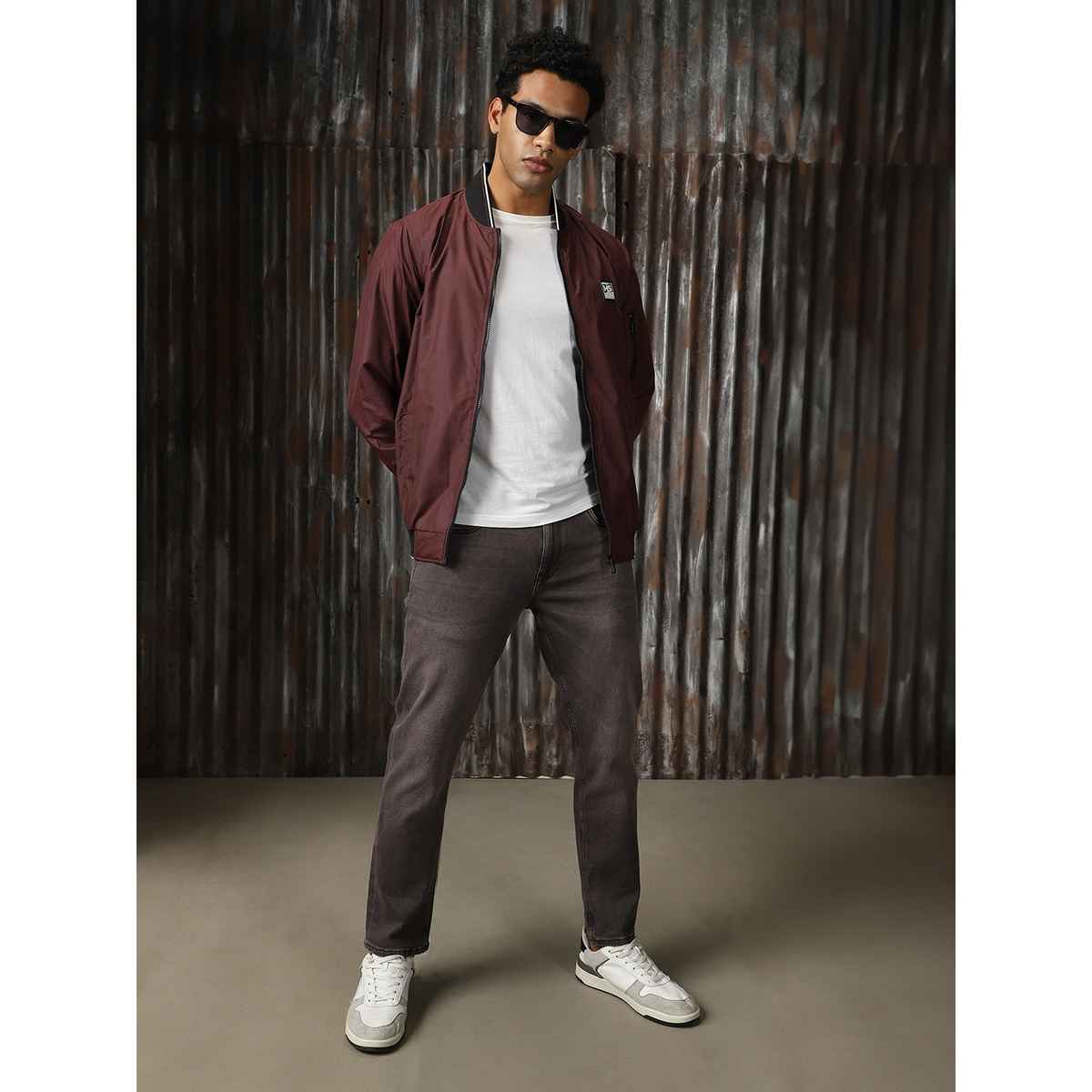High Star Men's Lightweight Bomber With Embroidered Jacket | Maroon - L