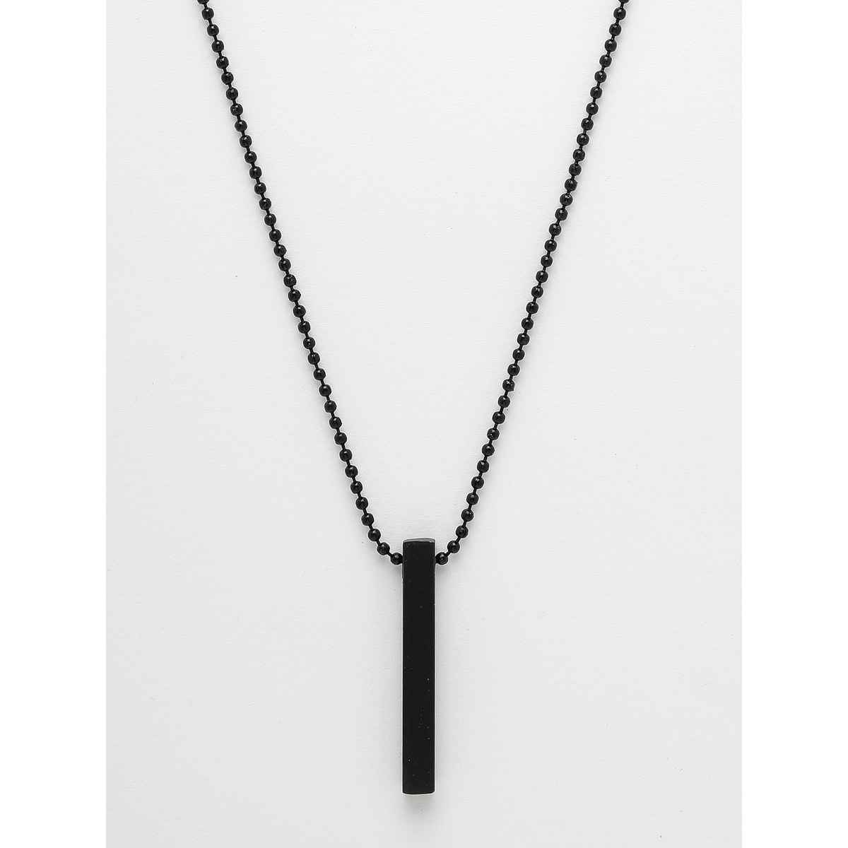 NVR Men's Black - Toned Stainless Steel Rhodium Plated Chain With Pendant | NVR2113