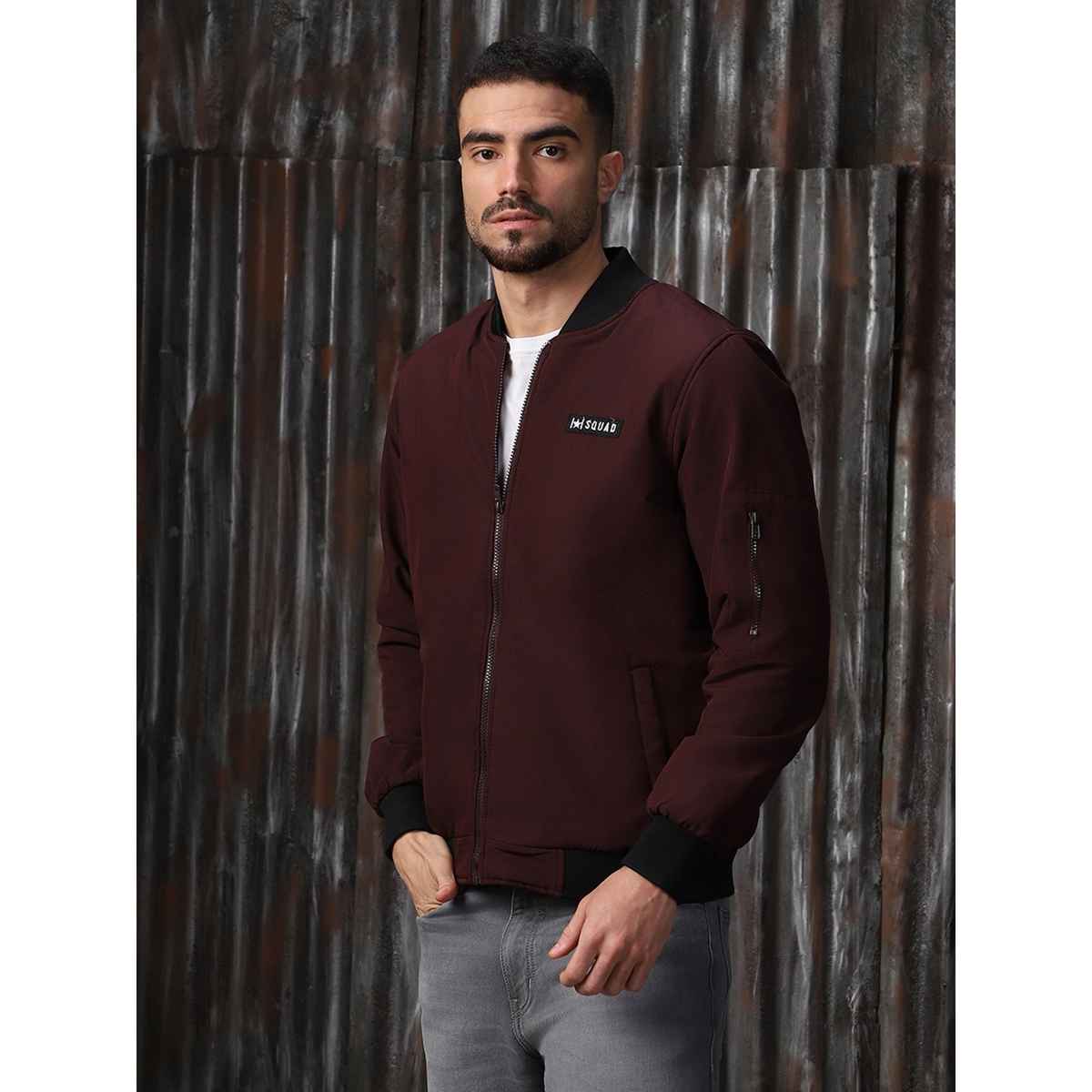 High Star Men's Lightweight Bomber Jacket | Maroon - M