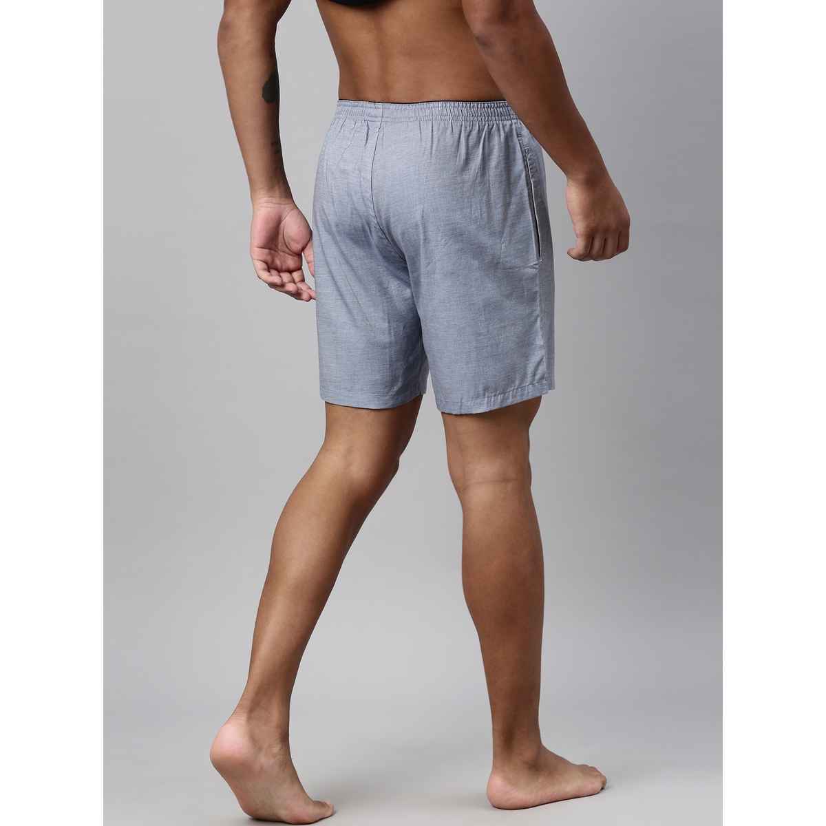Levi's Men Solid Cotton Woven Soft Boxer Shorts | Side Pocket | Denim Melange - XL