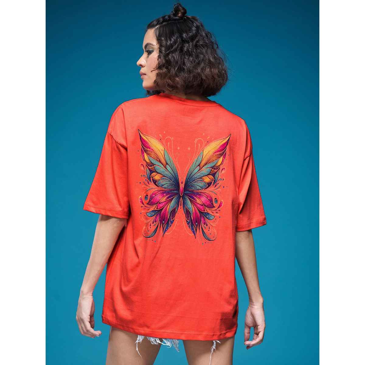 Smartees Womens Oversize Printed T-shirt | WW - 2026 | Orange - L