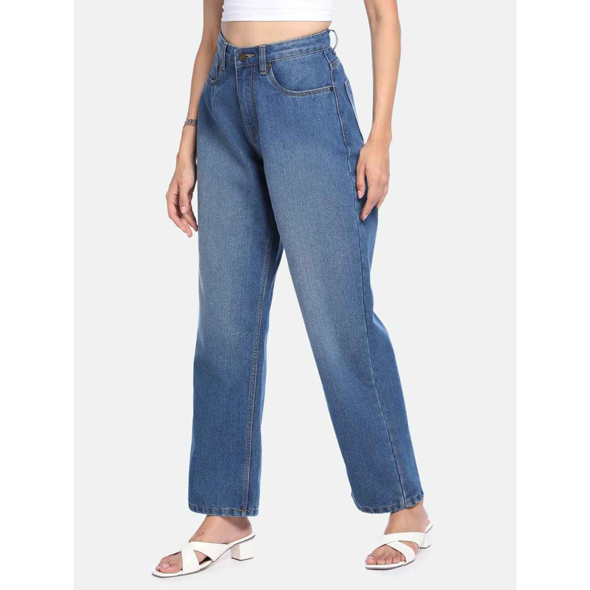 DL Women's Relaxed Fit High-Rise Light Fade Pure Cotton Jeans | DLWJNW23018 | Indigo - 28