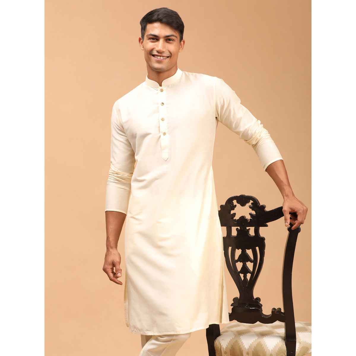 Vastramay Men's Viscose Kurta | Cream - M