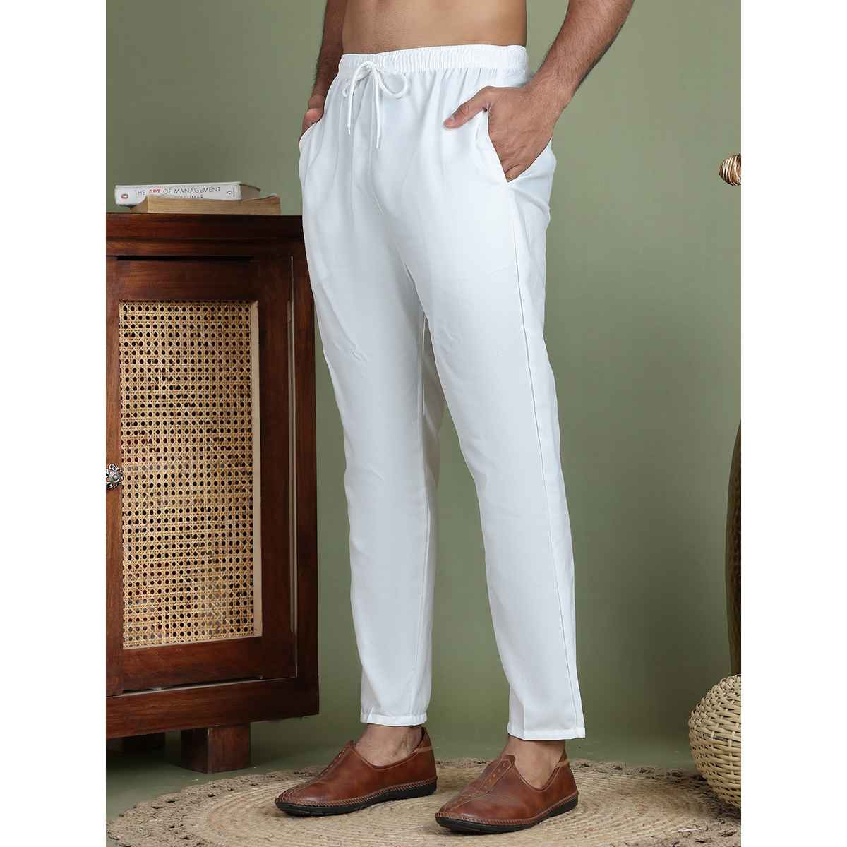 Jompers Men s Cotton Solid Pyjama ANKPJ 006 - White | 34