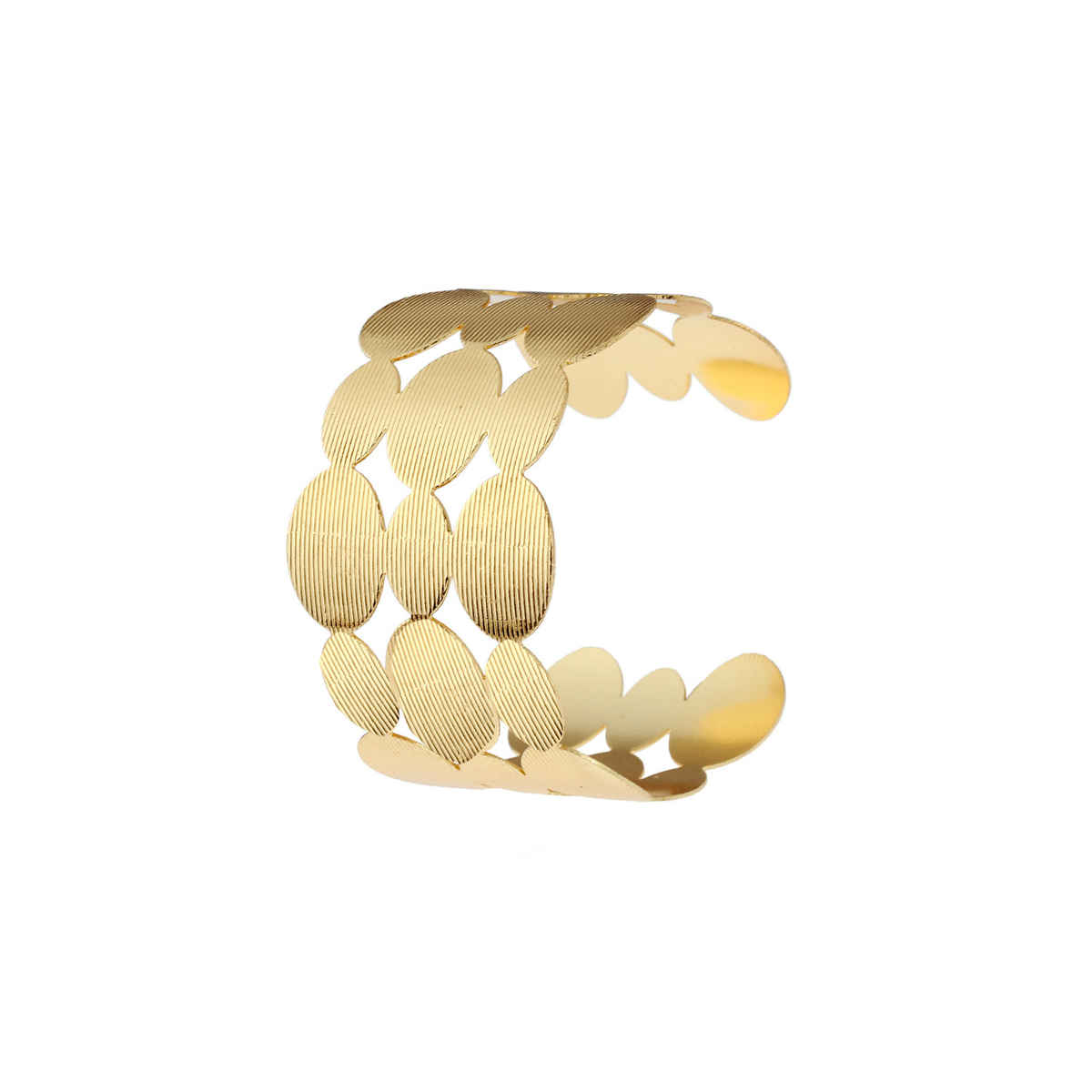 Yellow Chimes Oval Shaped Gold Plated Hand Cuff Bracelet for Women