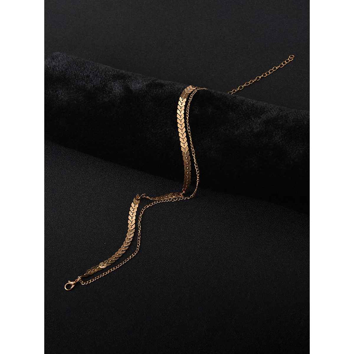 Yellow Chimes Yellow Chimes Choker Necklace | Gold Plated Dual Chain Choker for Women & Girls