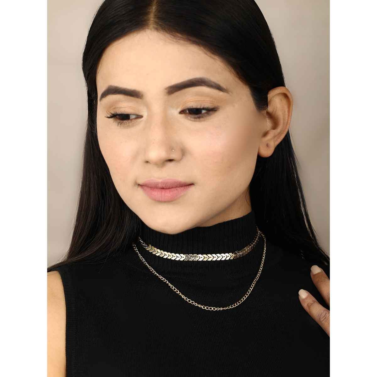 Priyaasi Gold - Toned Brass Gold Plated Layered Necklace