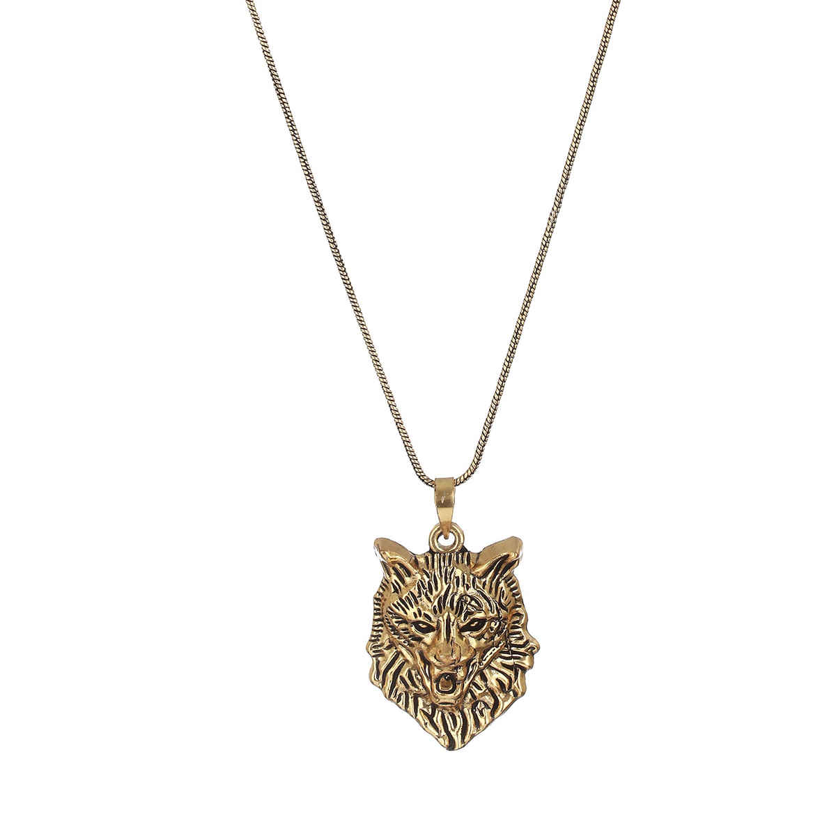 Priyaasi Bold by priyaasi Roaring Lion Gold-Plated Pendant Chain for Men