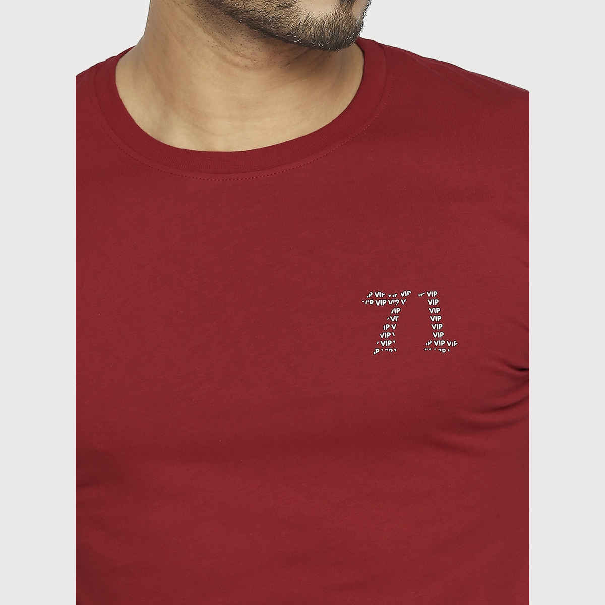 Vip Mens Round Neck T-Shirt Maroon 001 | M