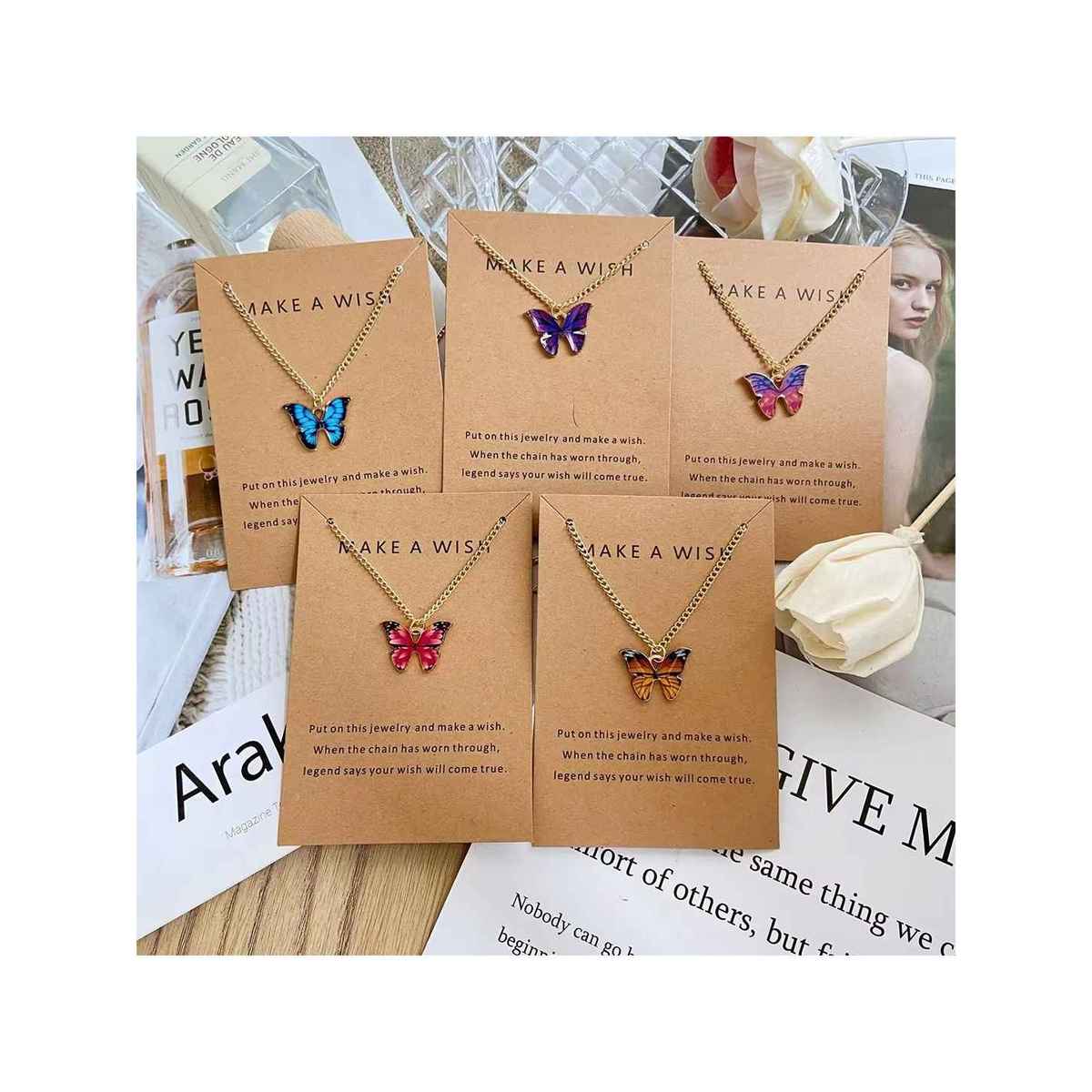 YouBella Jewellery 5 Pcs Stylish Butterfly Jewellery Necklace Set for Women & Girls (YBNK - 50616)