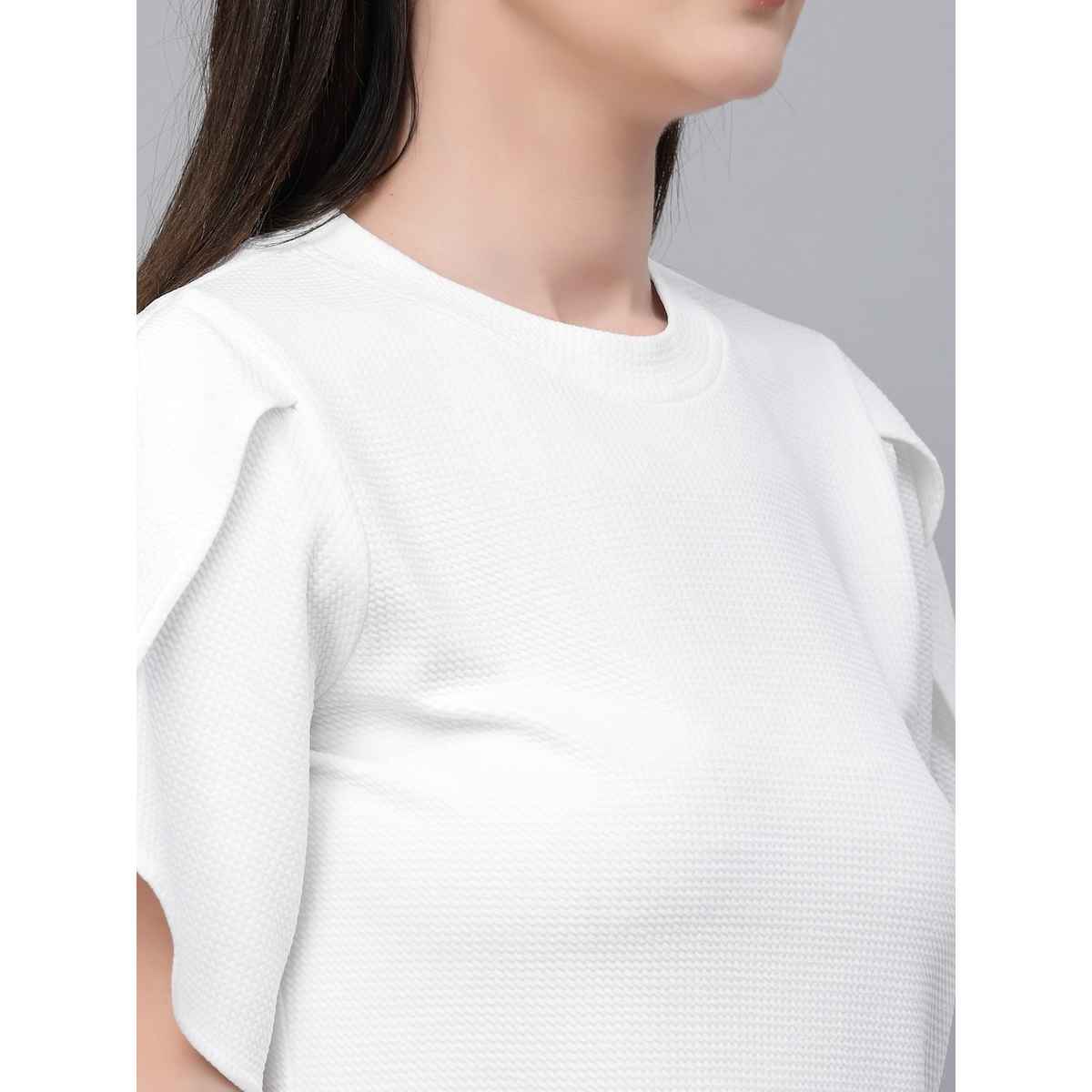 Style Quotient Women White Poly Knit Smart Casual Top | S | SS23SQDIVINE - White