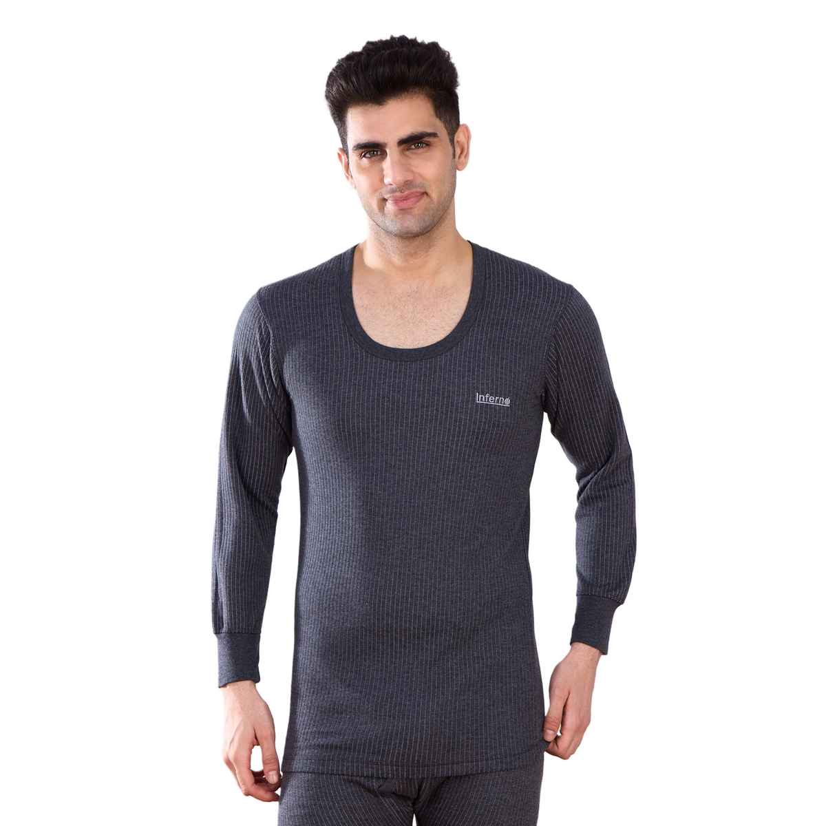 Lux Inferno Round Neck Full Sleeve Thermal Top for Men | Charcoal | 100 | XXL