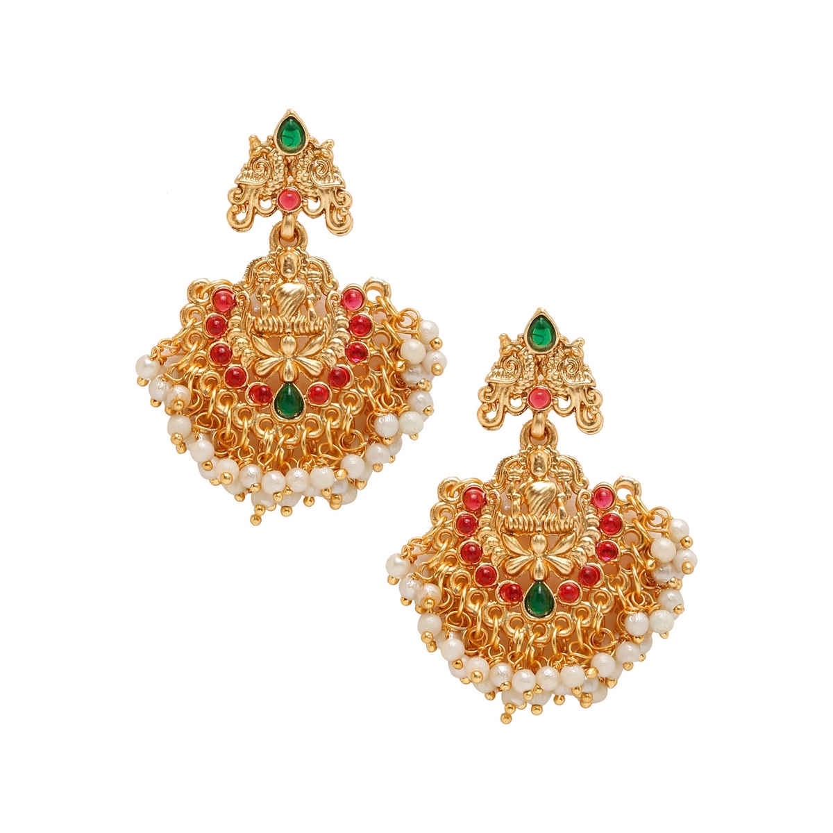 Youbella Temple Jewellery Set With Earrings For Girls And Women (Gold) (Ybnk - 50618)