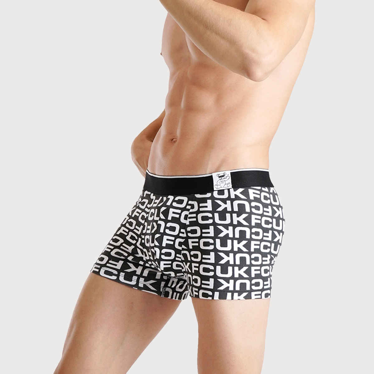 Fcuk Flex Newbold | Men s Printed Trunks Pack of 2 | Black Aop | Aqua | XL