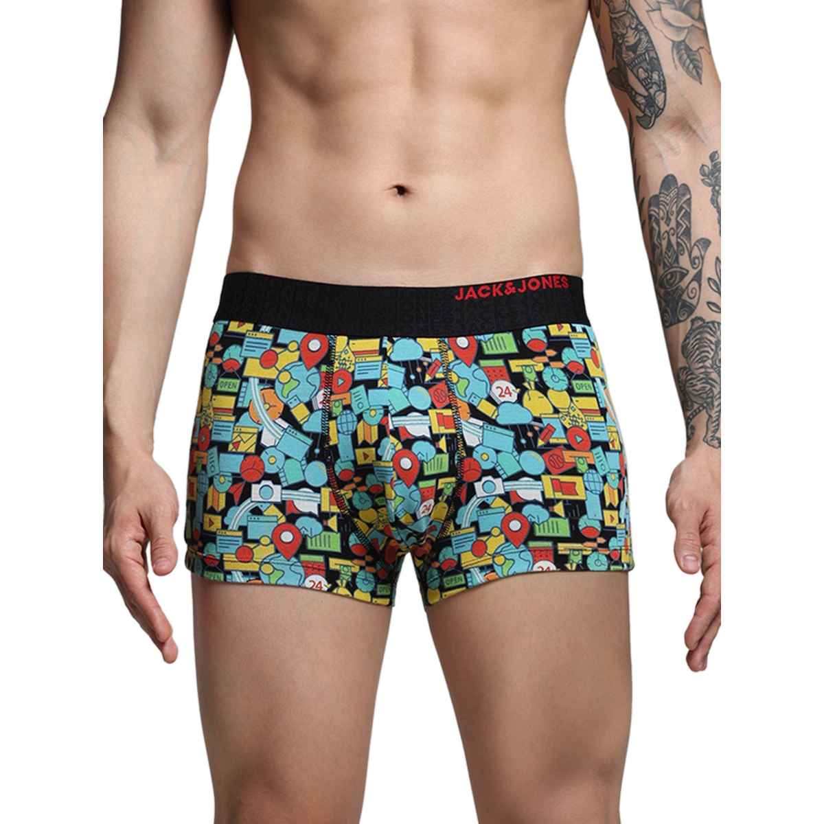 JACK & JONES Men's Race Trunk | Pack of 2 | Multicolor Cloud Dancer - M