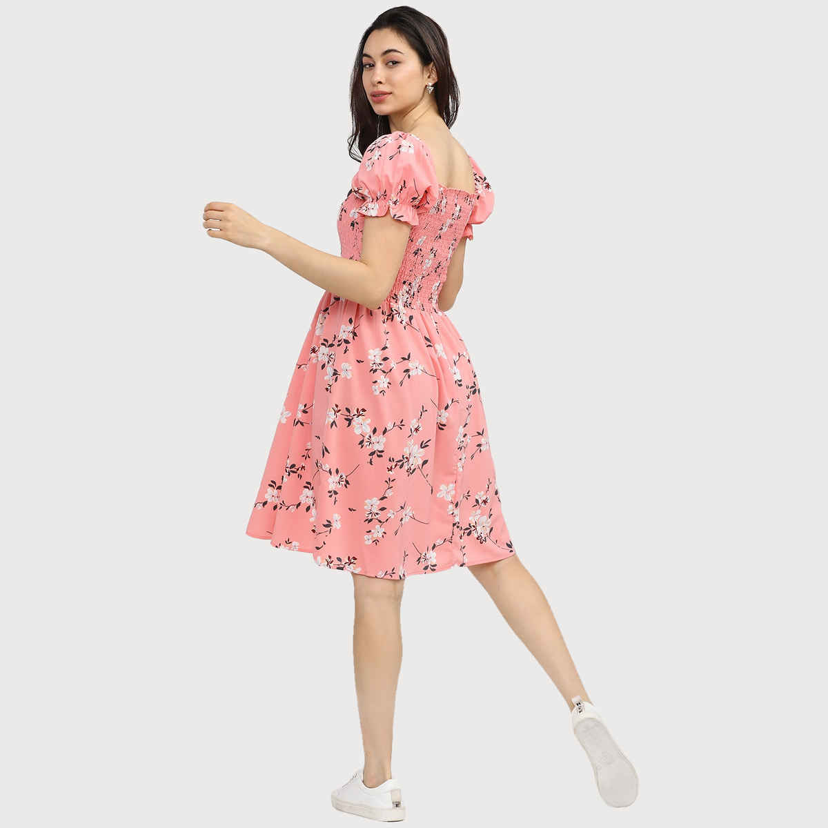 Tokyo Talkies Women's Coral Floral Dress | Pink & White - S