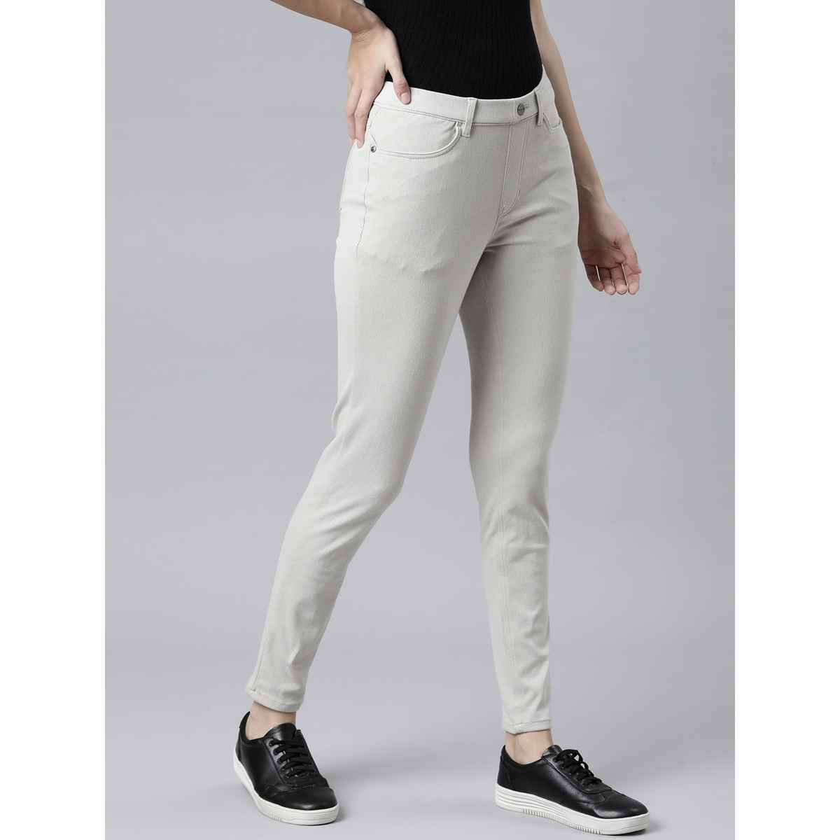 Go Colors Women's Solid Super Stretch Jeggings | LJ03 | Grey Mist - M