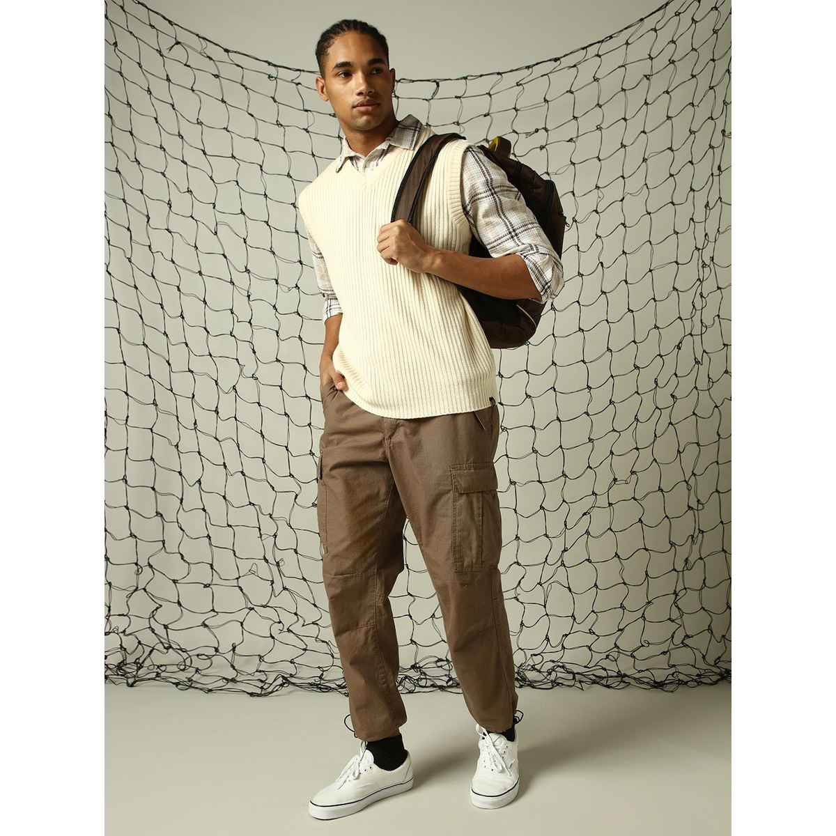 Hubberholme Men's Striped Pullover | Cream - M