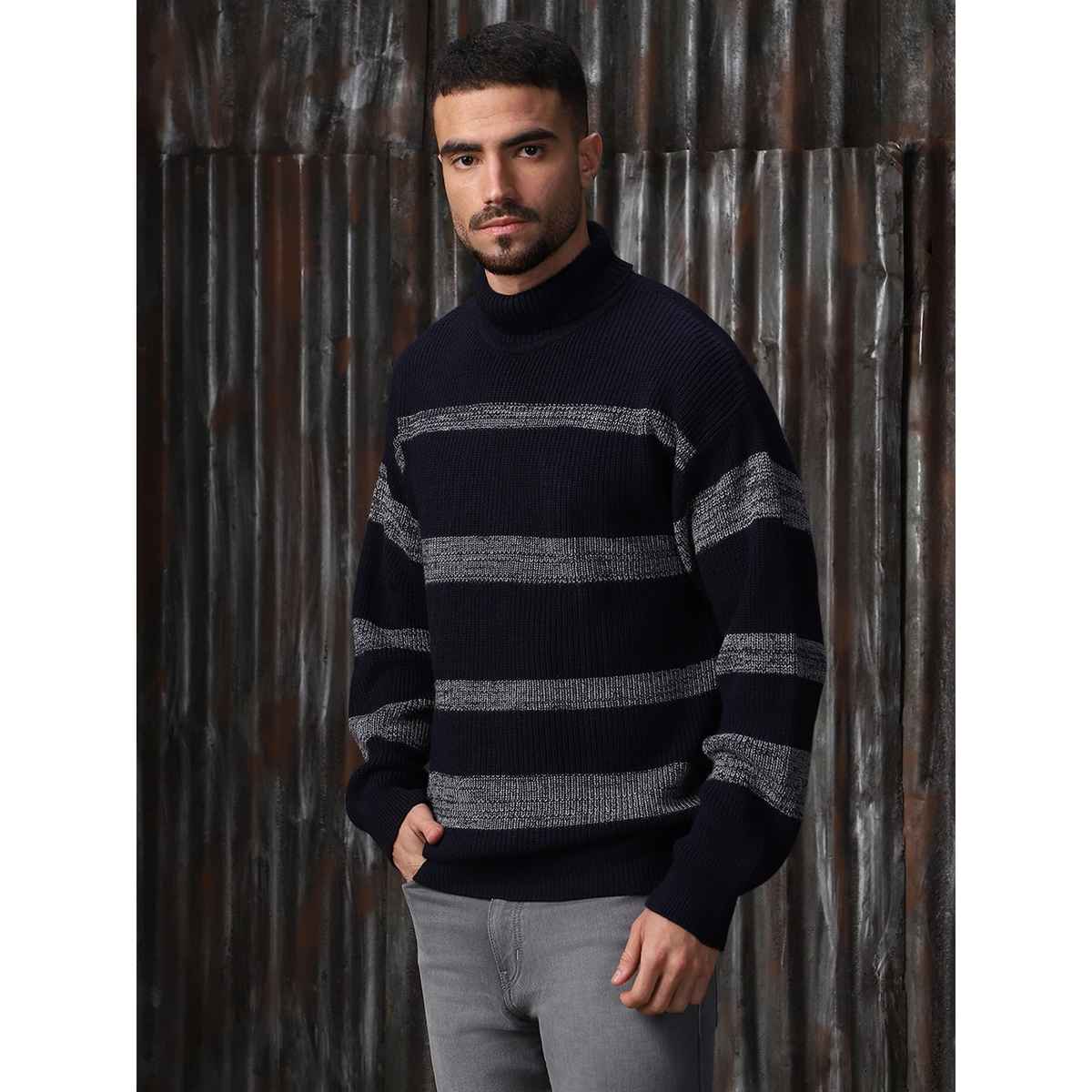 High Star Men's Striped Pullover | Black & Grey - S