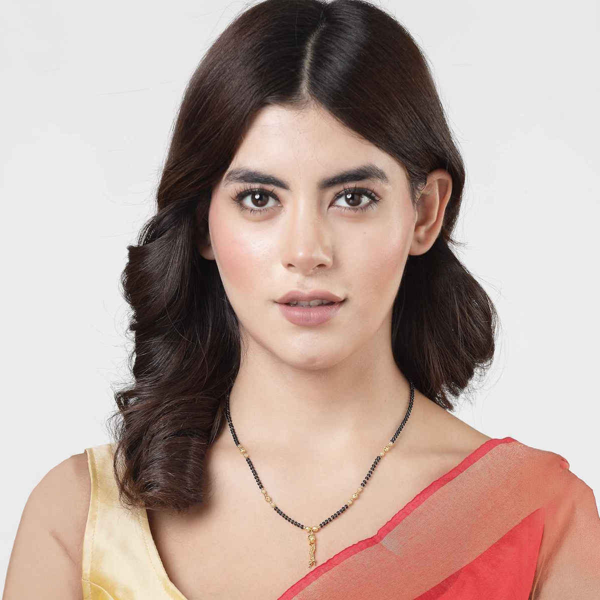 NVR Black Gold Plated Beaded Mangalsutra | NVR2144