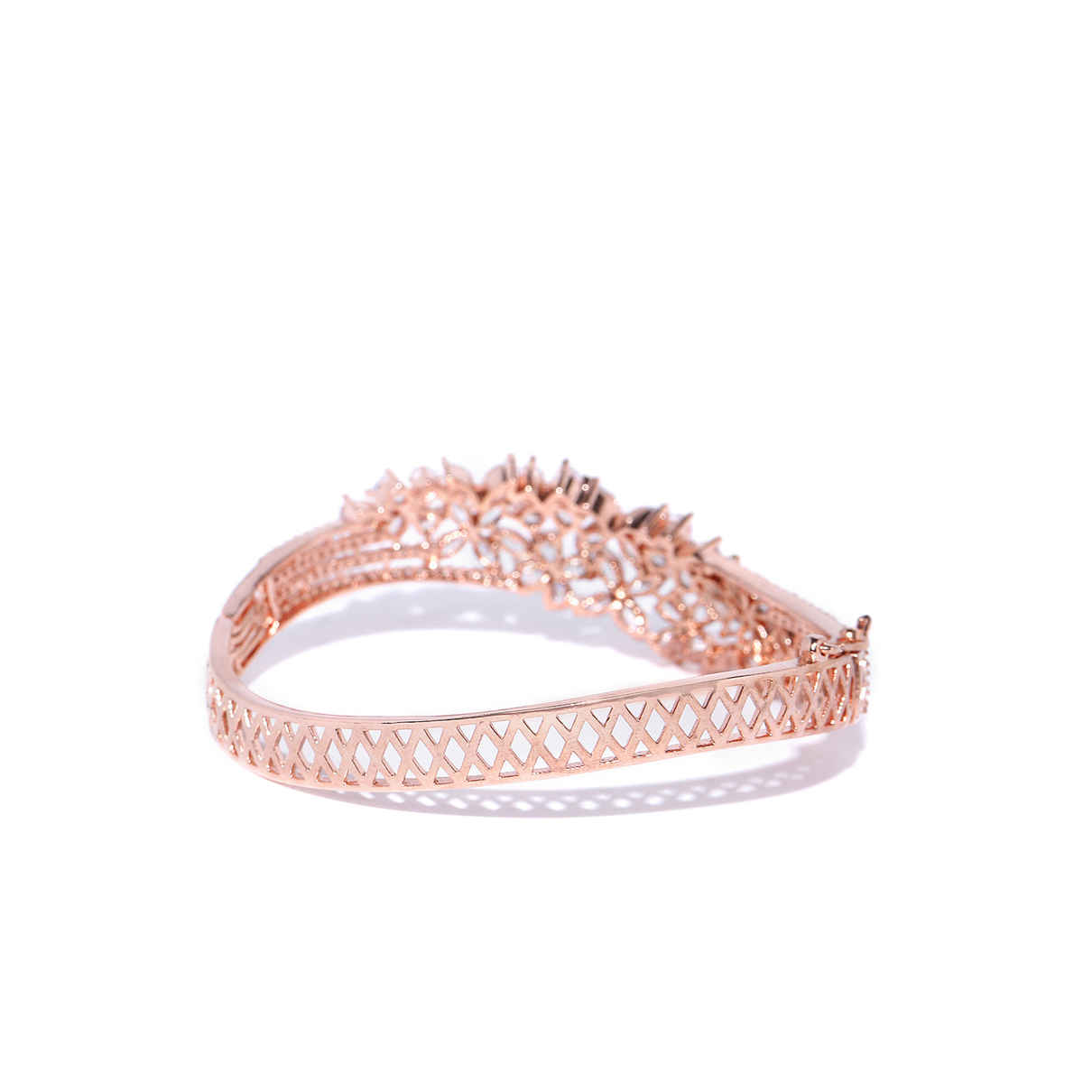 Priyaasi Rose Gold-Plated American Diamond Studded Floral Bracelet