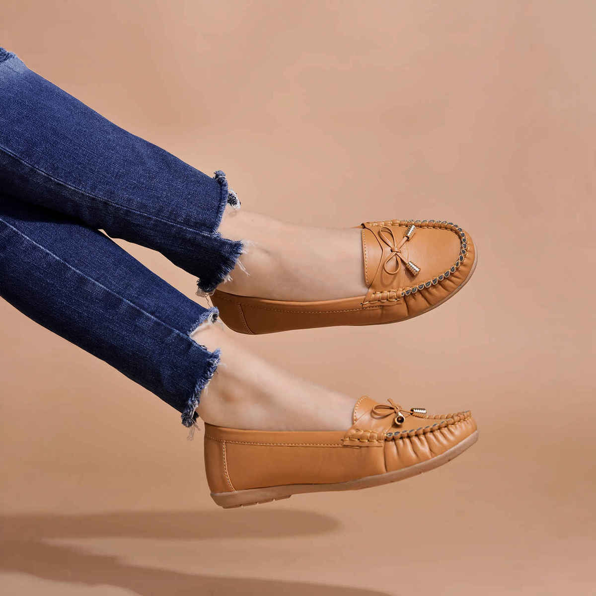 Shoetopia Women's Comfortable Trendy Casual Formal Loafers | Tan - UK 4