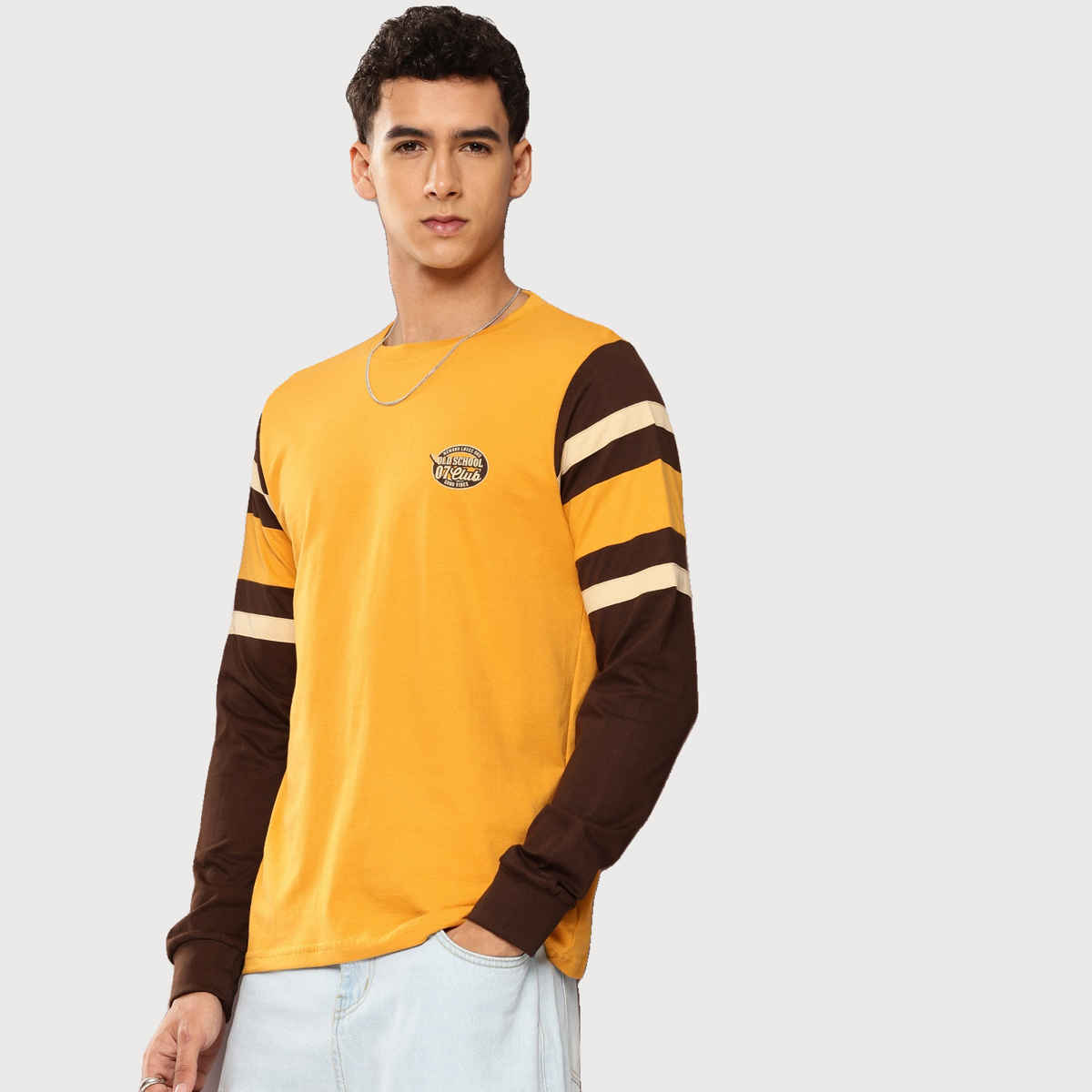 Dillinger Men's Pure Cotton Long Sleeves Casual T-shirt | Yellow - 2XL
