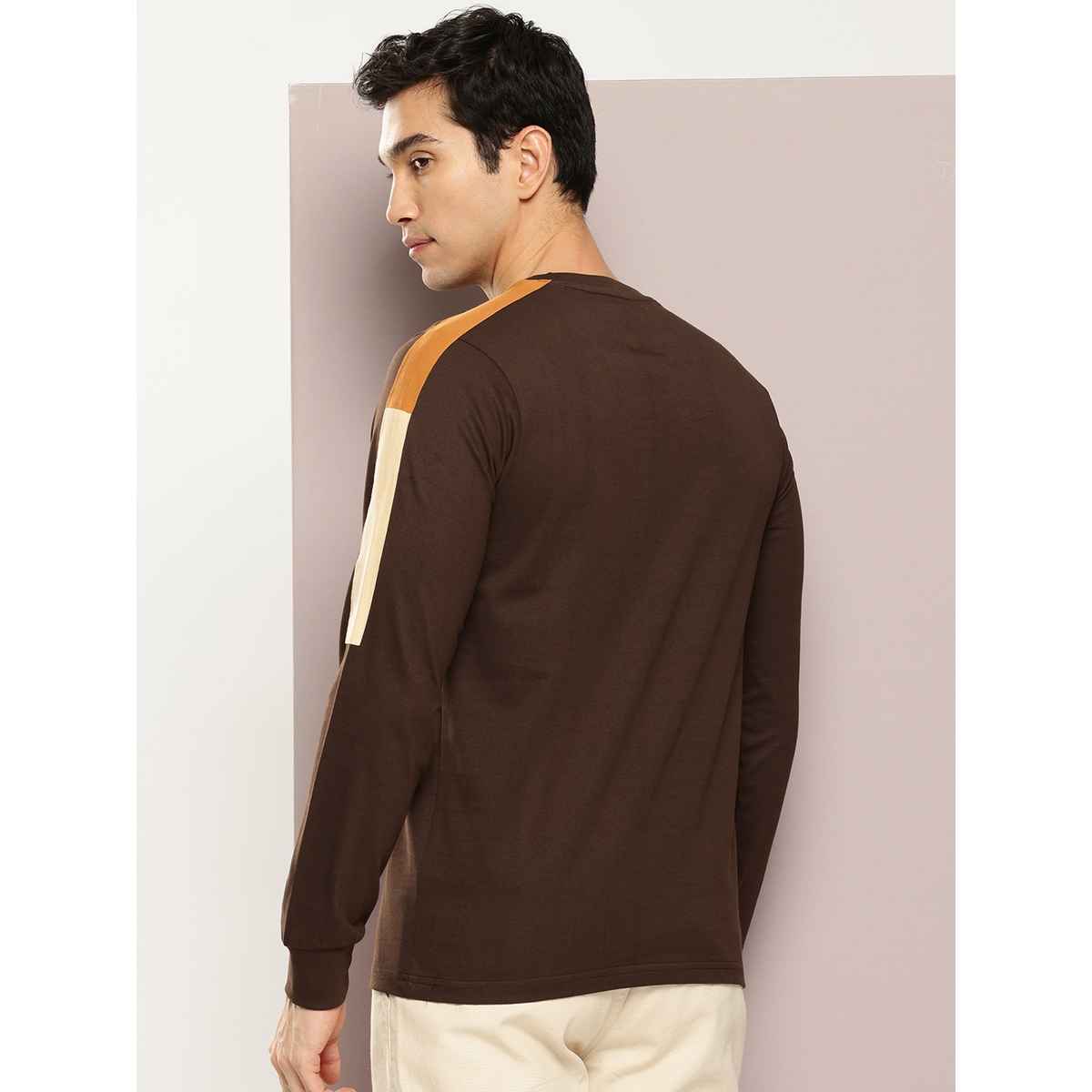 Dillinger Men's Pure Cotton Long Sleeves T-shirt | Brown - M