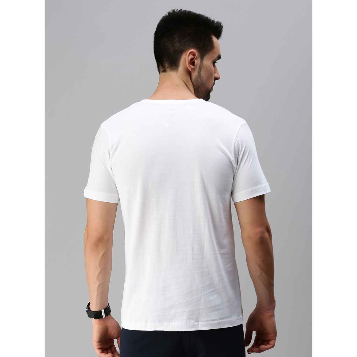 ONN Premium Men's Solid Pure Cotton V Neck T-shirts | White | Size - S
