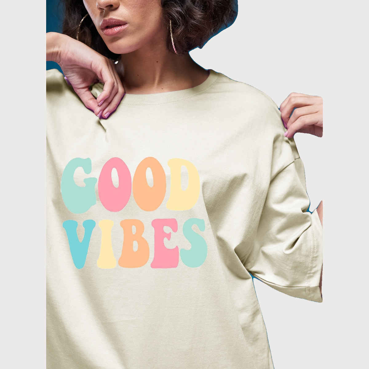 Smartees Womens Oversize Printed T-shirt | WW - 2051 | Skin - S