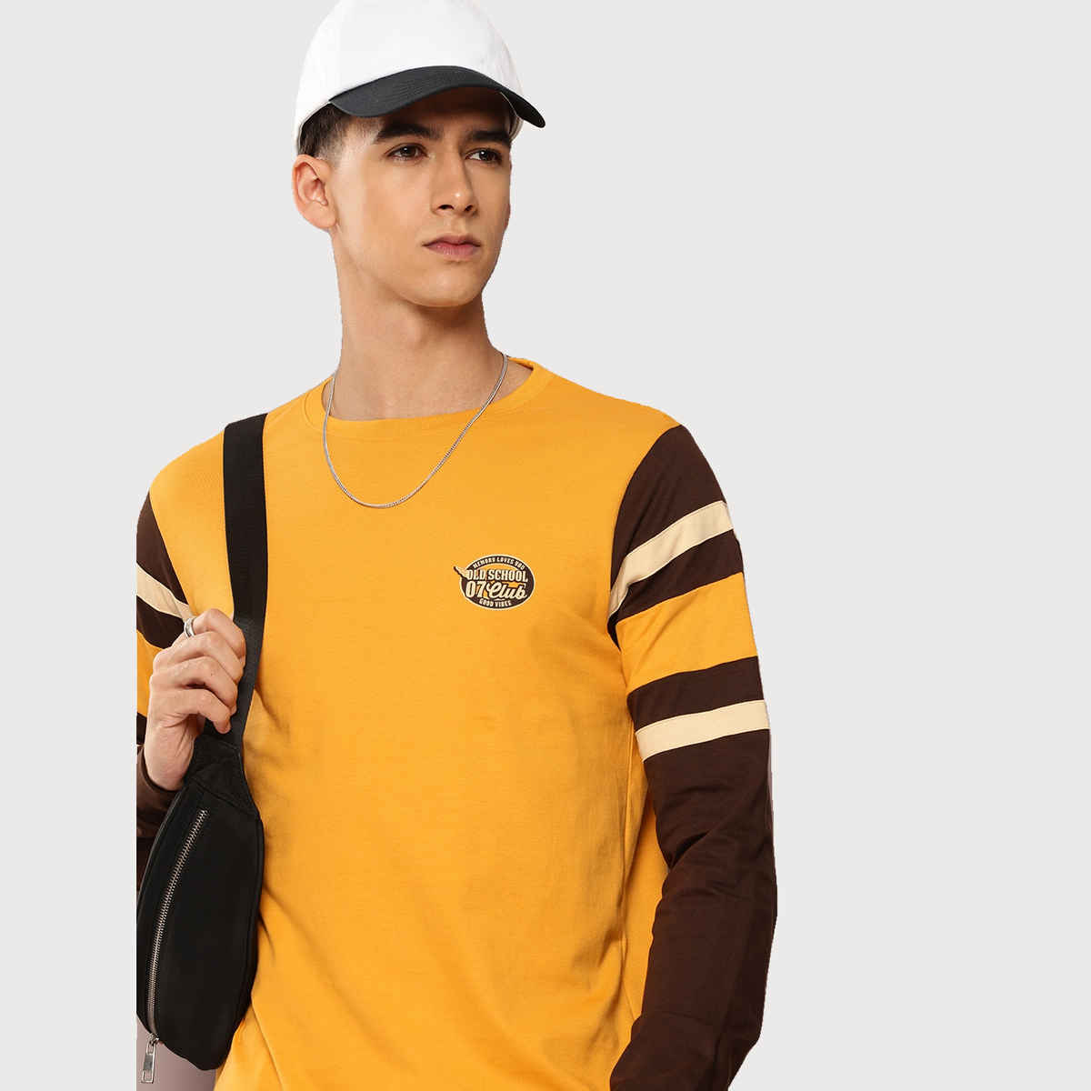 Dillinger Men's Pure Cotton Long Sleeves Casual T-shirt | Yellow - 2XL