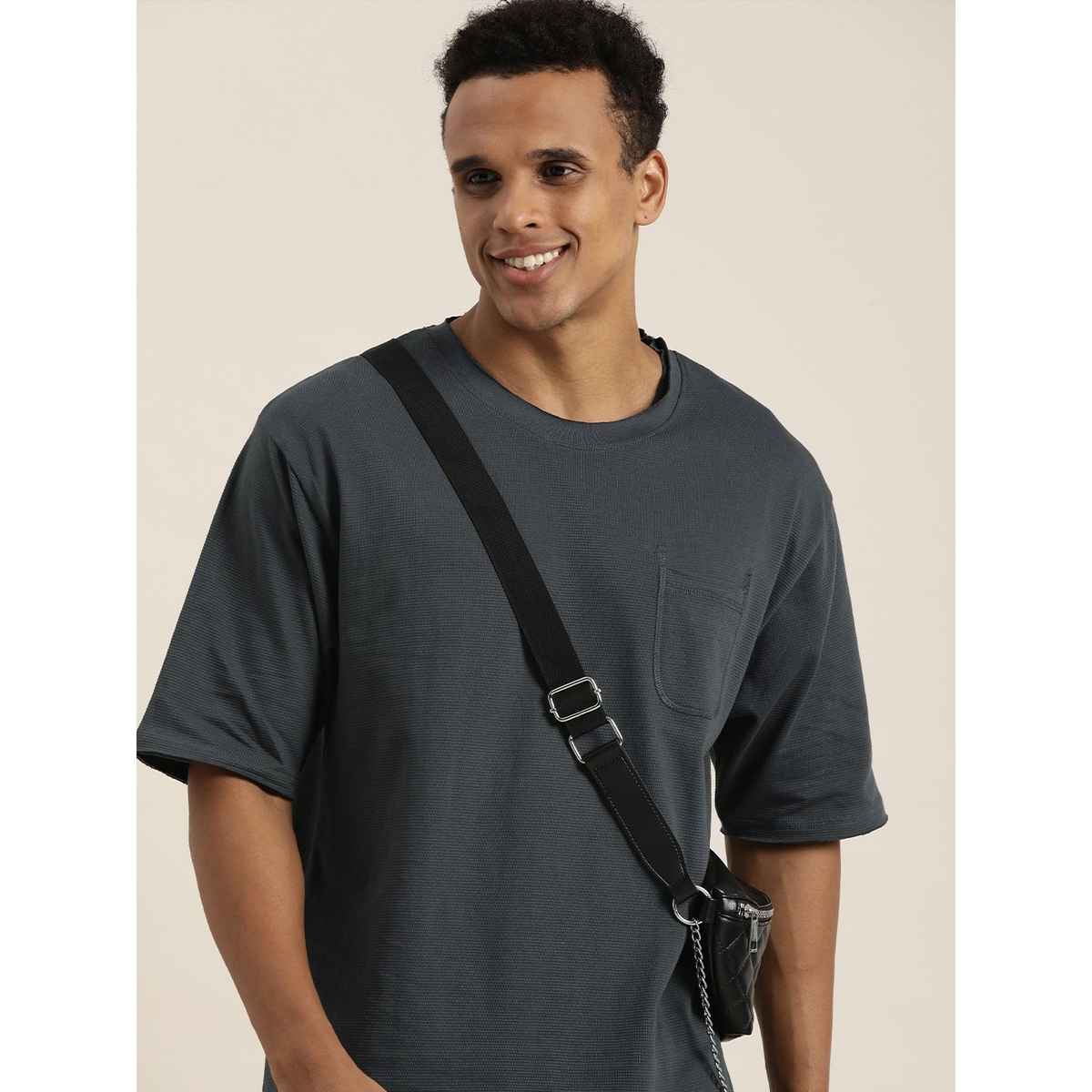 Dillinger Men's T-shirt Oversized Pure Cotton with Pockets | Grey - M