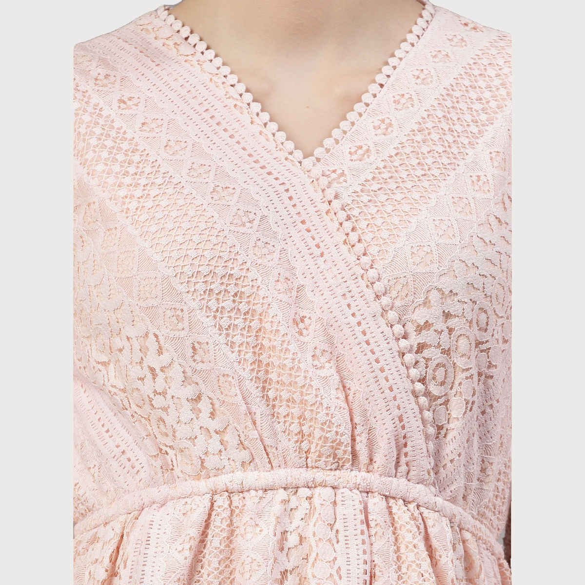 Style Quotient Women Peach Lace Casual Top | L | SS23SQLACEY - Peach