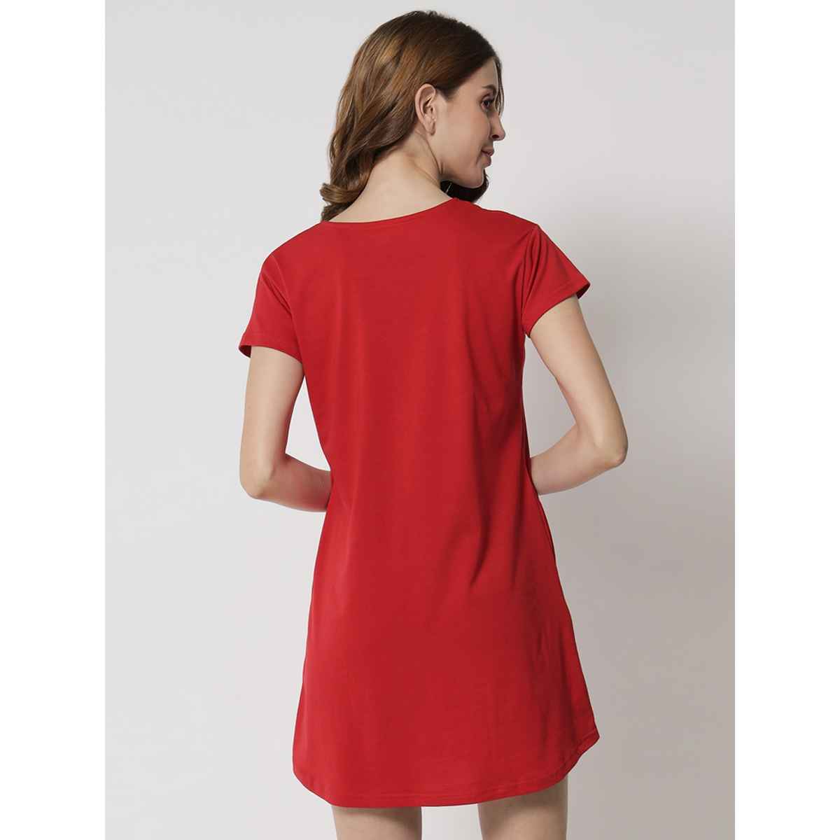 Fflirtygo Women's Cotton Sleep Tees Loungewear Gsn Red | L