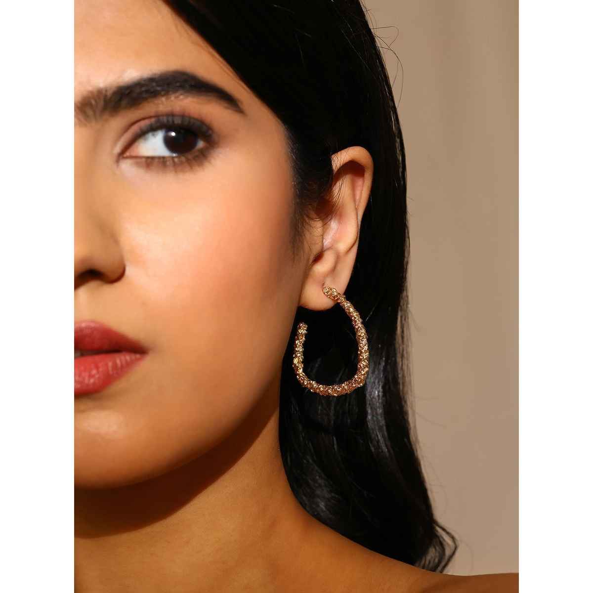 Priyaasi Gold Plated Shimmer Hoop Earrings
