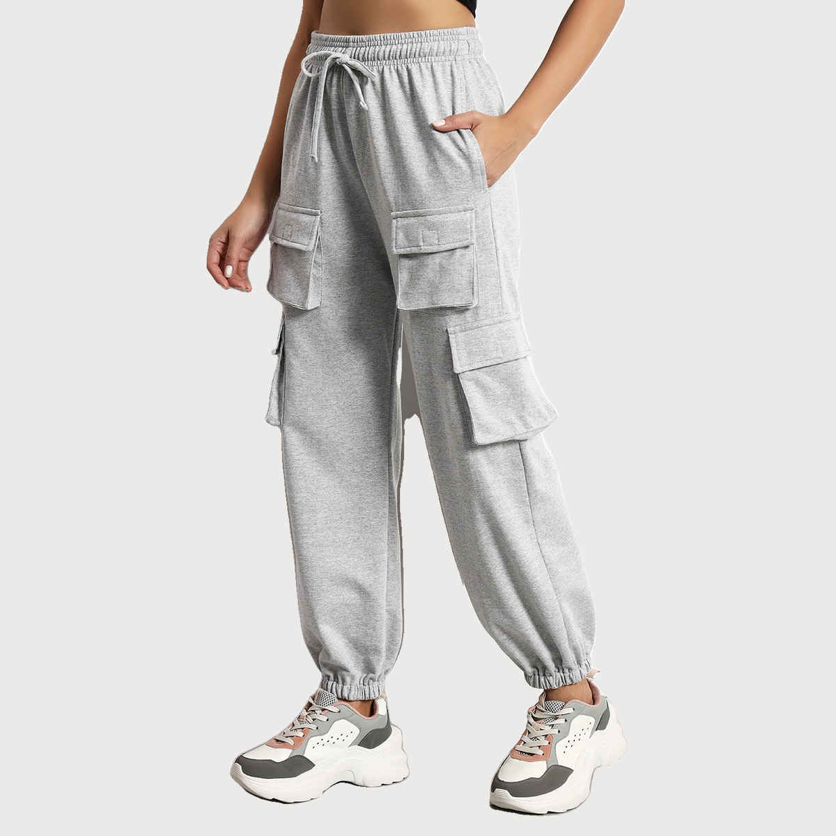 Q-rious Women's SkyTrek Cargo Joggers | LYM-CARGO | Grey - 34