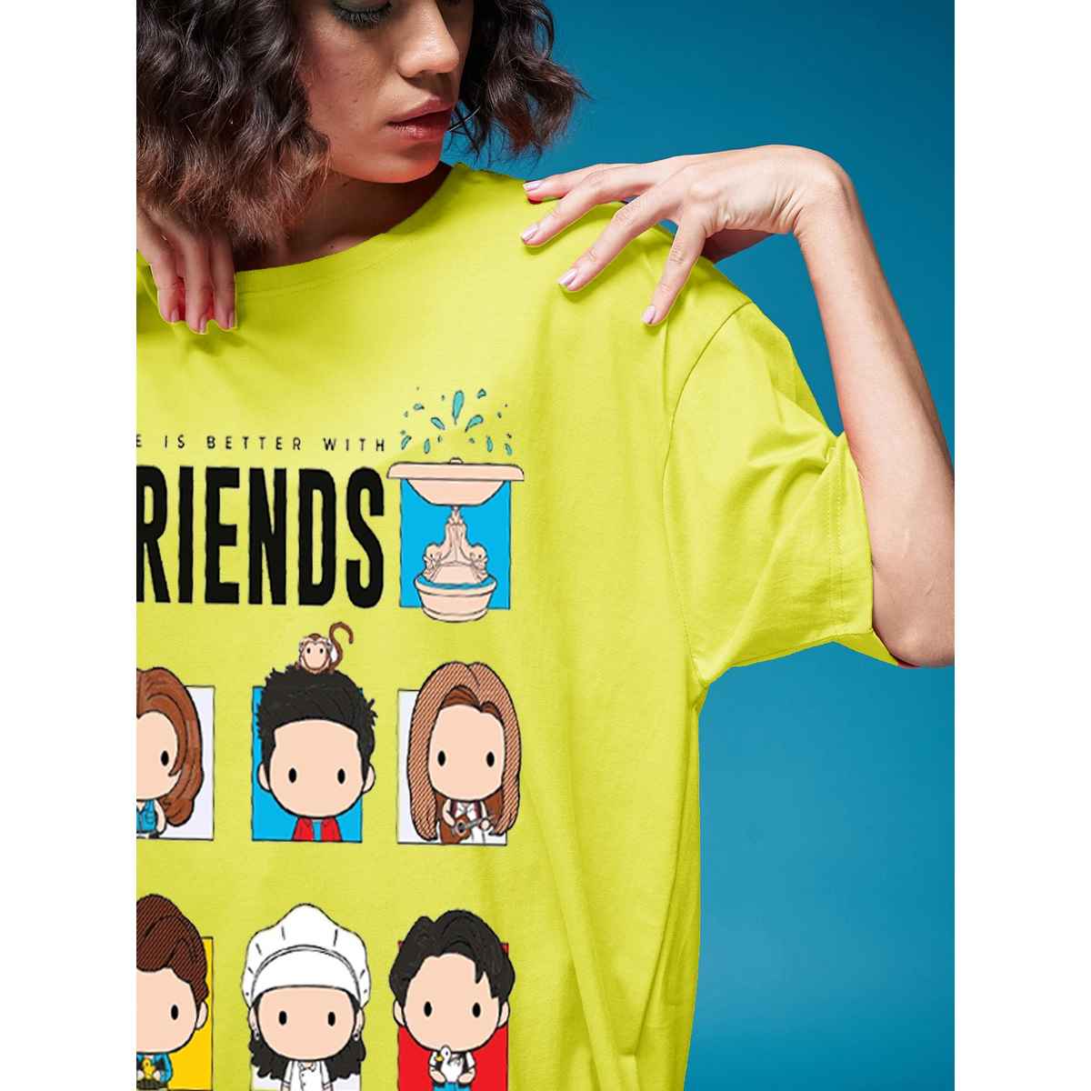 Smartees Womens Oversize Printed T-shirt | WW - 2061 | Lemon | M