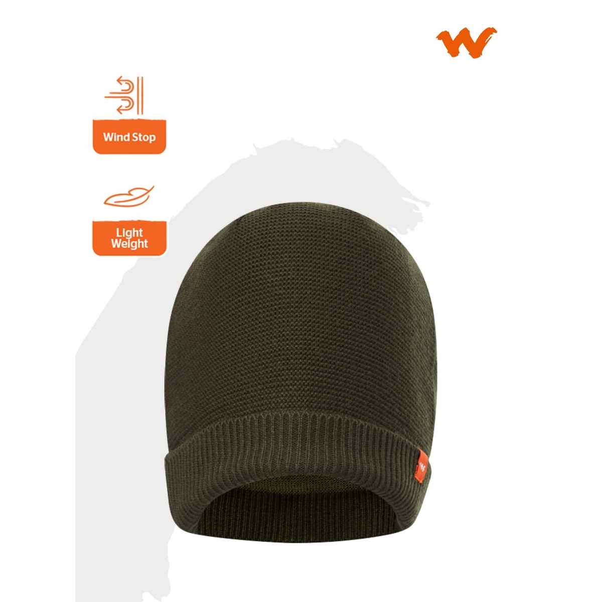Wildcraft Unisex Solid Acrylic Beanie | Olive - Free Size
