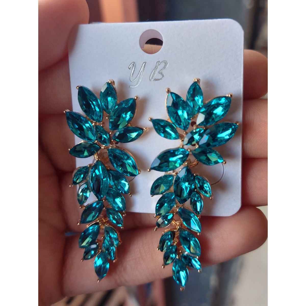 Youbella Jewellery Earrings For Women Crystal Earrings For Girls And Women (Aqua Blue)(Ybear - 32433)