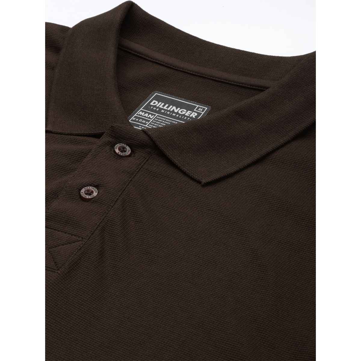 Dillinger Men's Polo T-shirt Long Sleeve Oversized | Brown - XL