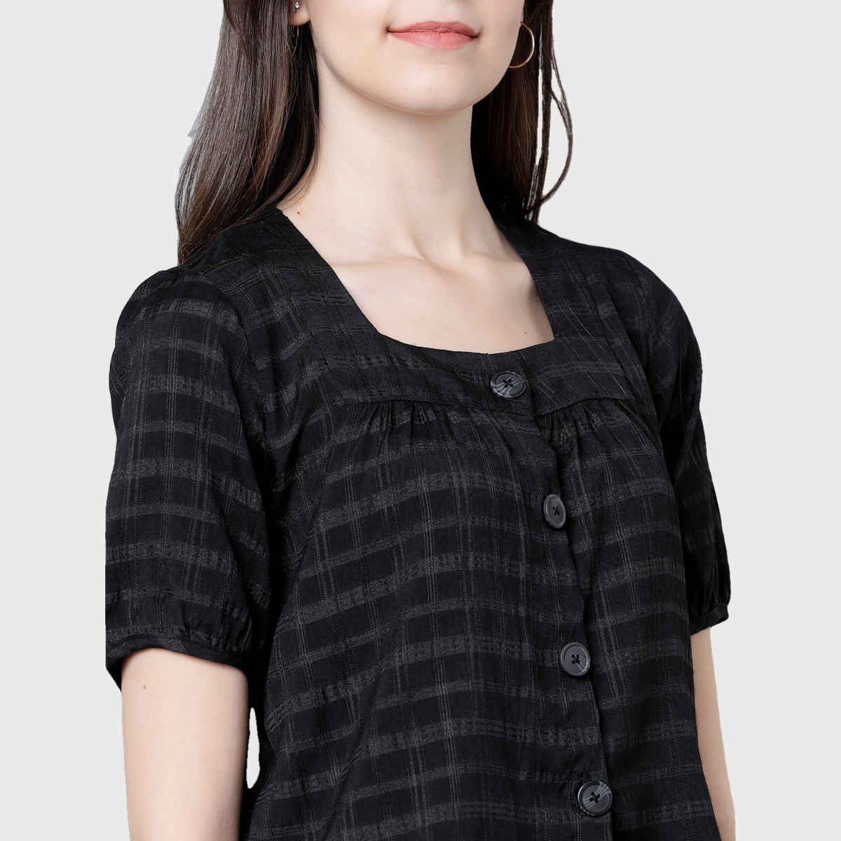 Tokyo Talkies Women's Checked Top | Black - M